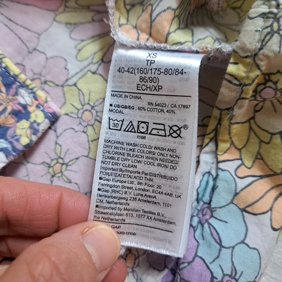 Gap Cotton Poplin Floral PJ Lounge Set Long Sleeve Button Down Drawstring Pant S - Picture 7 of 16